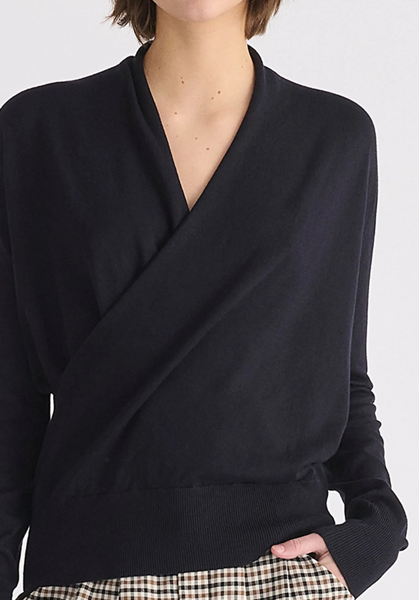 Long Sleeve Knitted Wrap Top Paisie