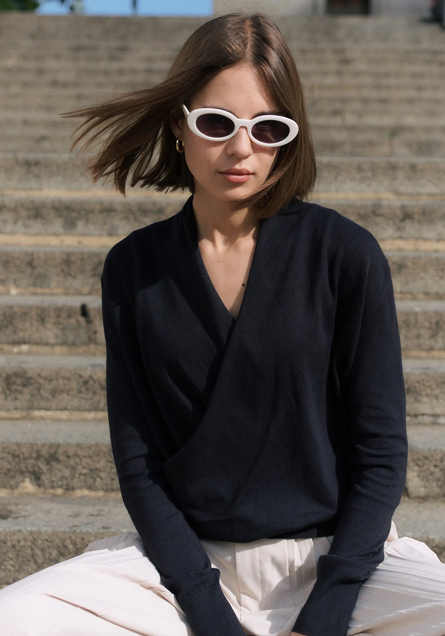 Long Sleeve Knitted Wrap Top Paisie