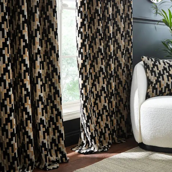 Lori Velvet Eyelet Curtains Dunelm
