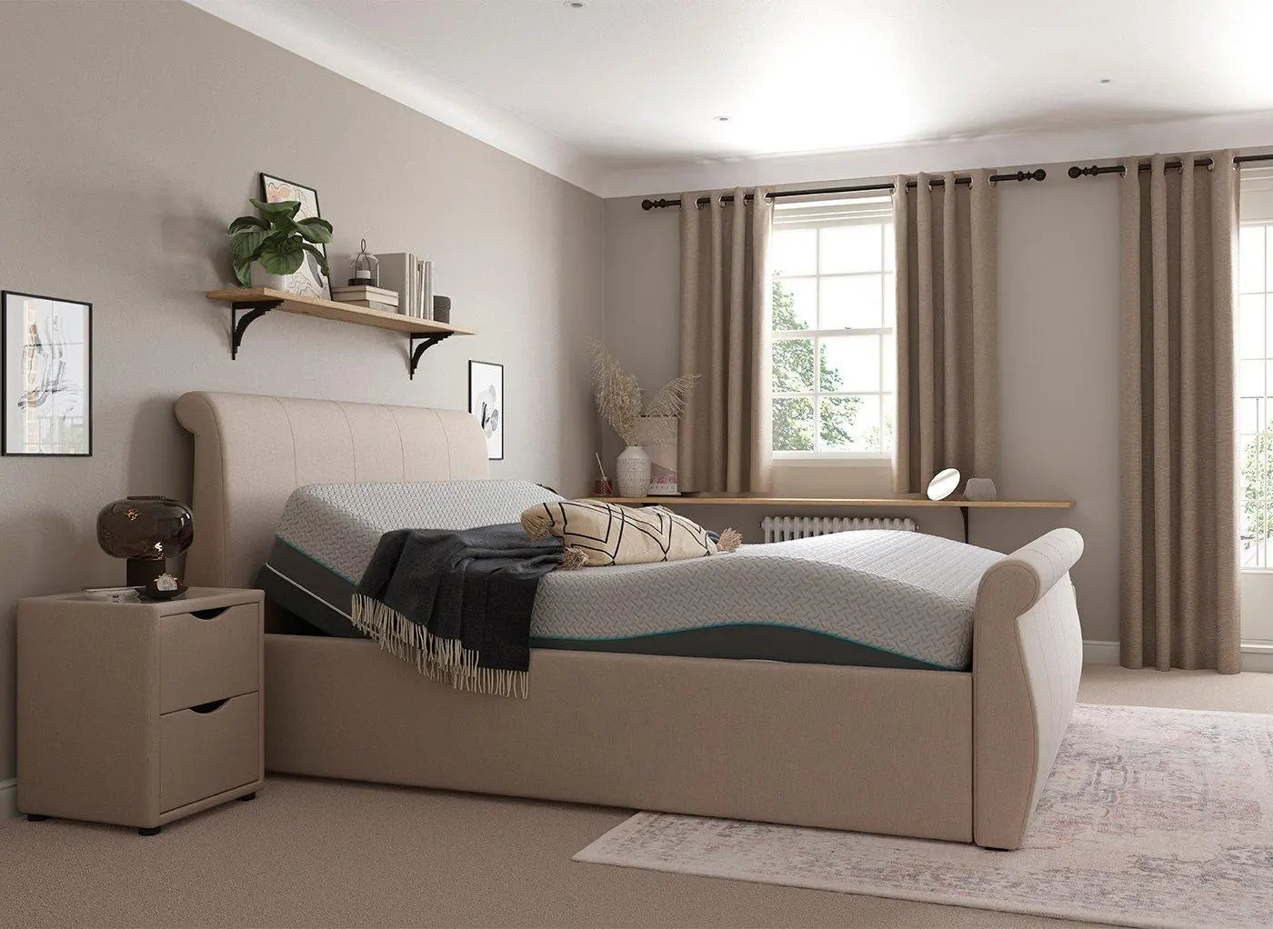 Lucia Sleepmotion Small 200i Adjustable Upholstered Bed Frame - Cream ...