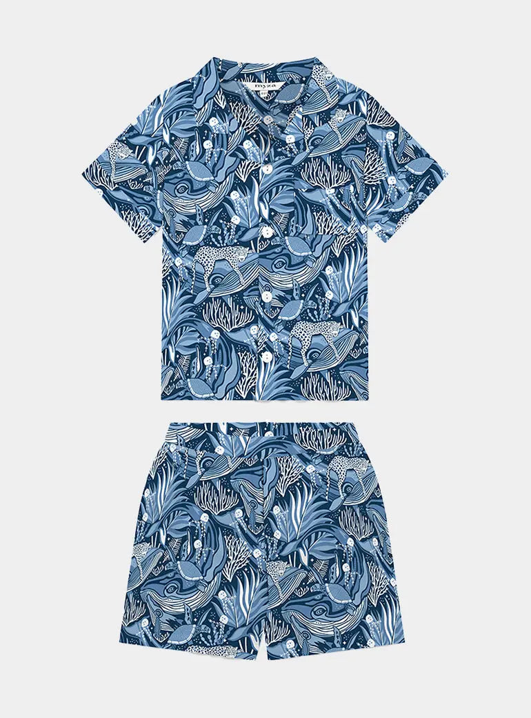 Lullaby of the Whales Kid's Organic Cotton Pyjama Short Set Myza