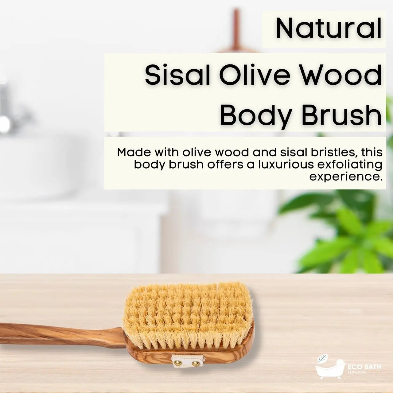 Luxury Natural Sisal Olive Wood Body Brush - The Ultimate Dry Brushing Body Brush Eco Bath London