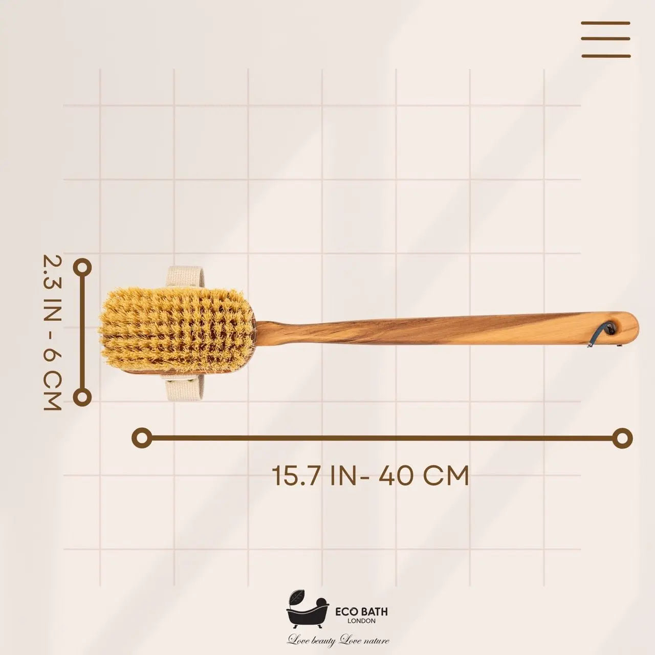 Luxury Natural Sisal Olive Wood Body Brush - The Ultimate Dry Brushing Body Brush Eco Bath London