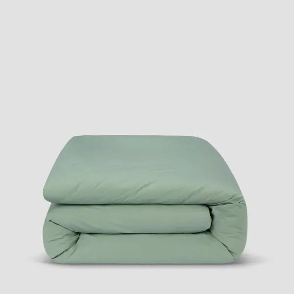 Mellow Green Washed Cotton Percale Duvet Cover Piglet