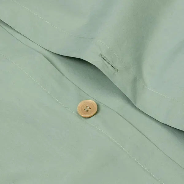 Mellow Green Washed Cotton Percale Duvet Cover Piglet