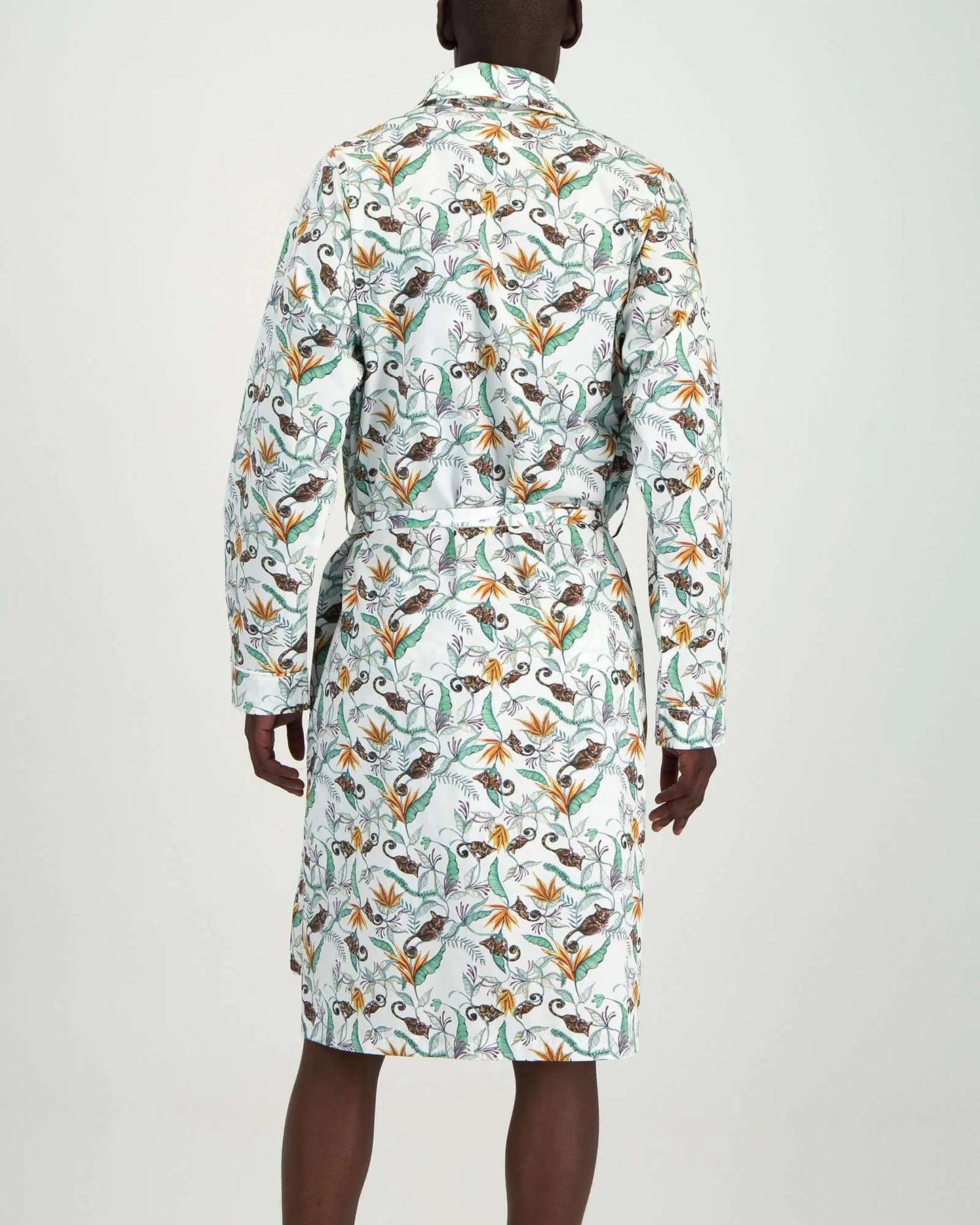 Men's Dressing Gown - Night Monkeys White Woodstock Laundry