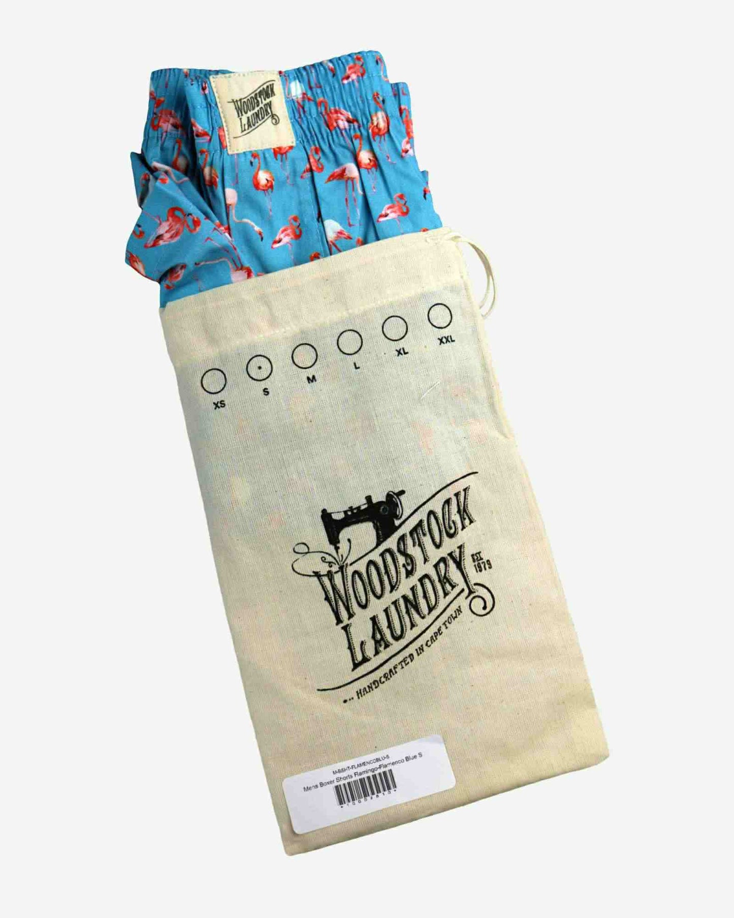 Mens Boxer Shorts - Blue Flamingos Woodstock Laundry