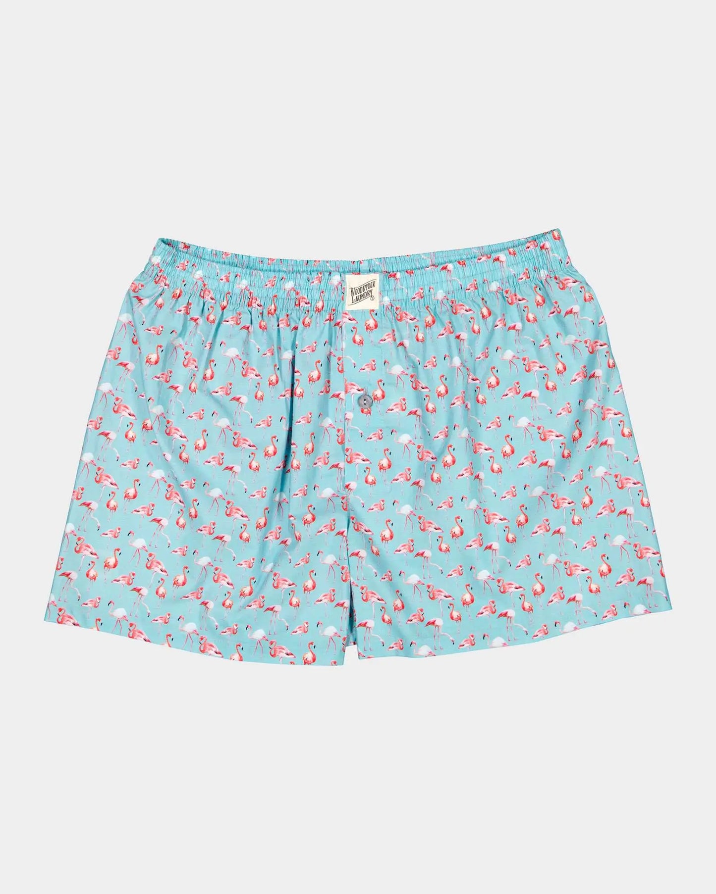 Mens Boxer Shorts - Blue Flamingos Woodstock Laundry