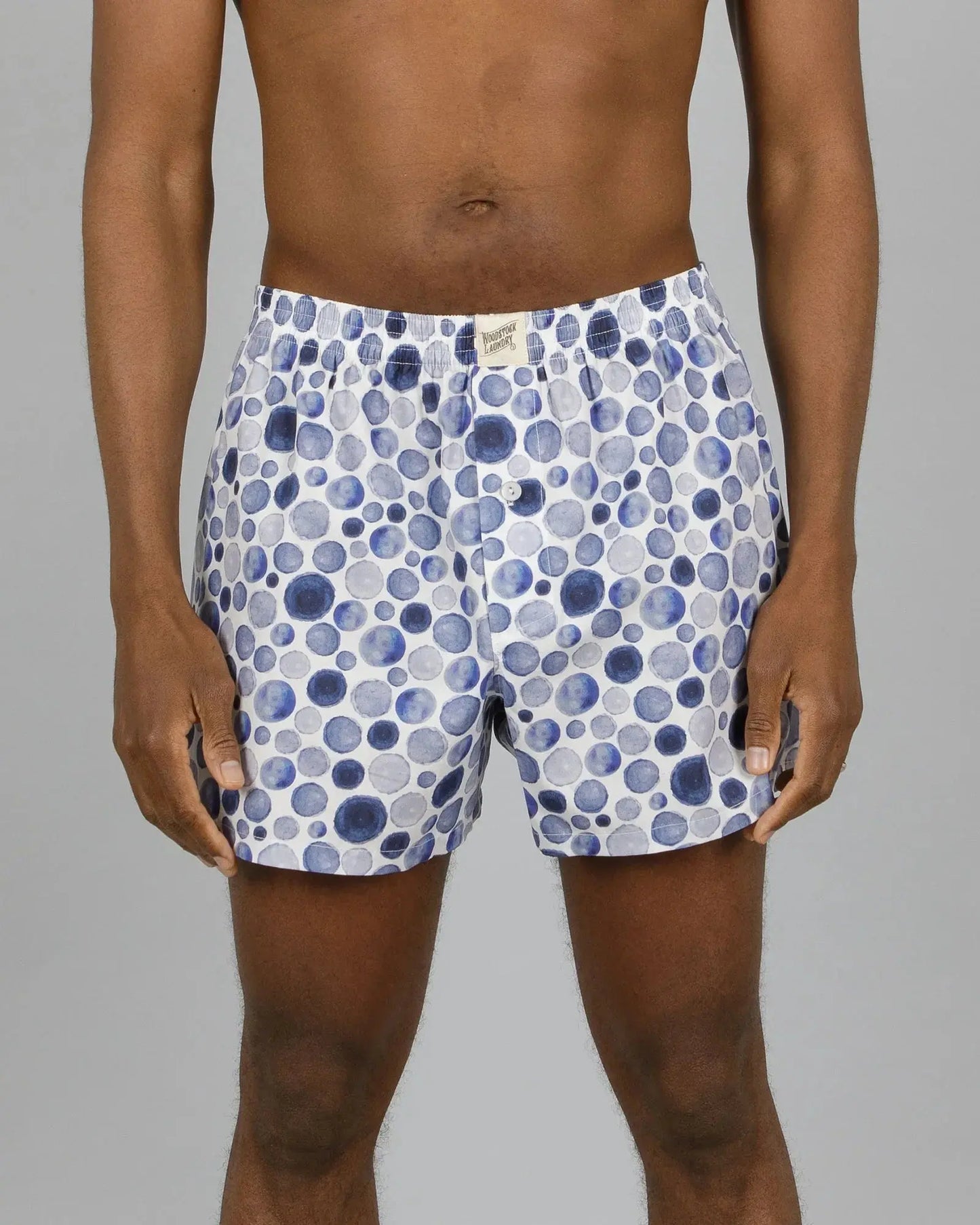 Mens Boxer Shorts - Dots Blue Woodstock Laundry