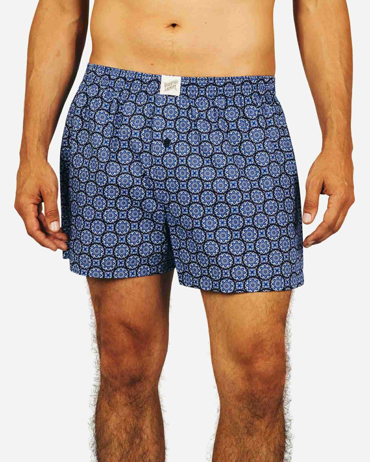 Mens Boxer Shorts - Indigo Floral Woodstock Laundry