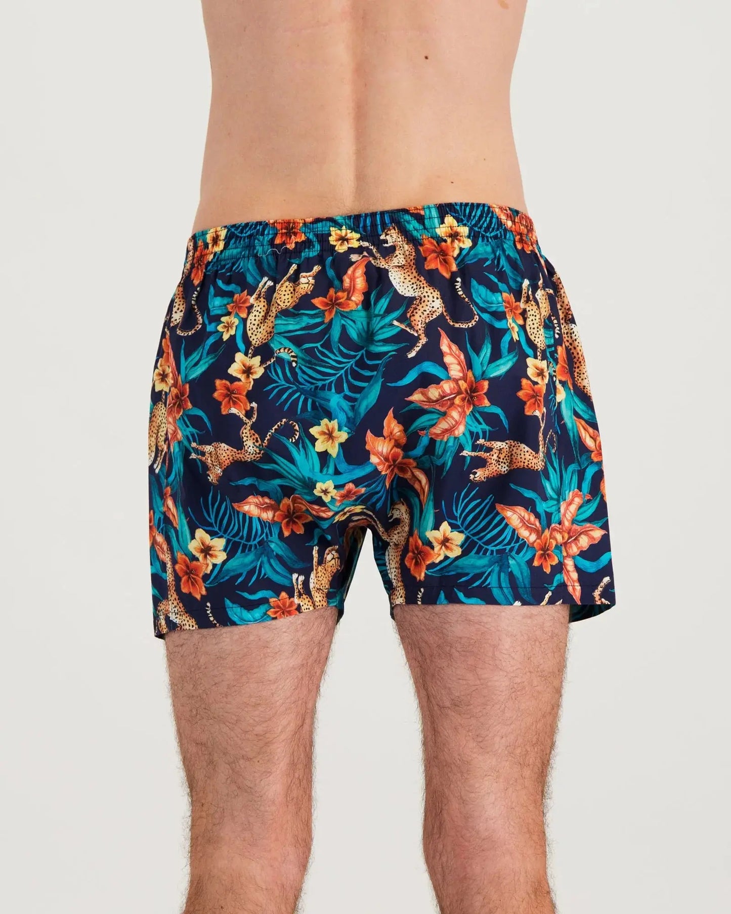 Mens Boxer Shorts - Jungle Cheetah Navy Woodstock Laundry