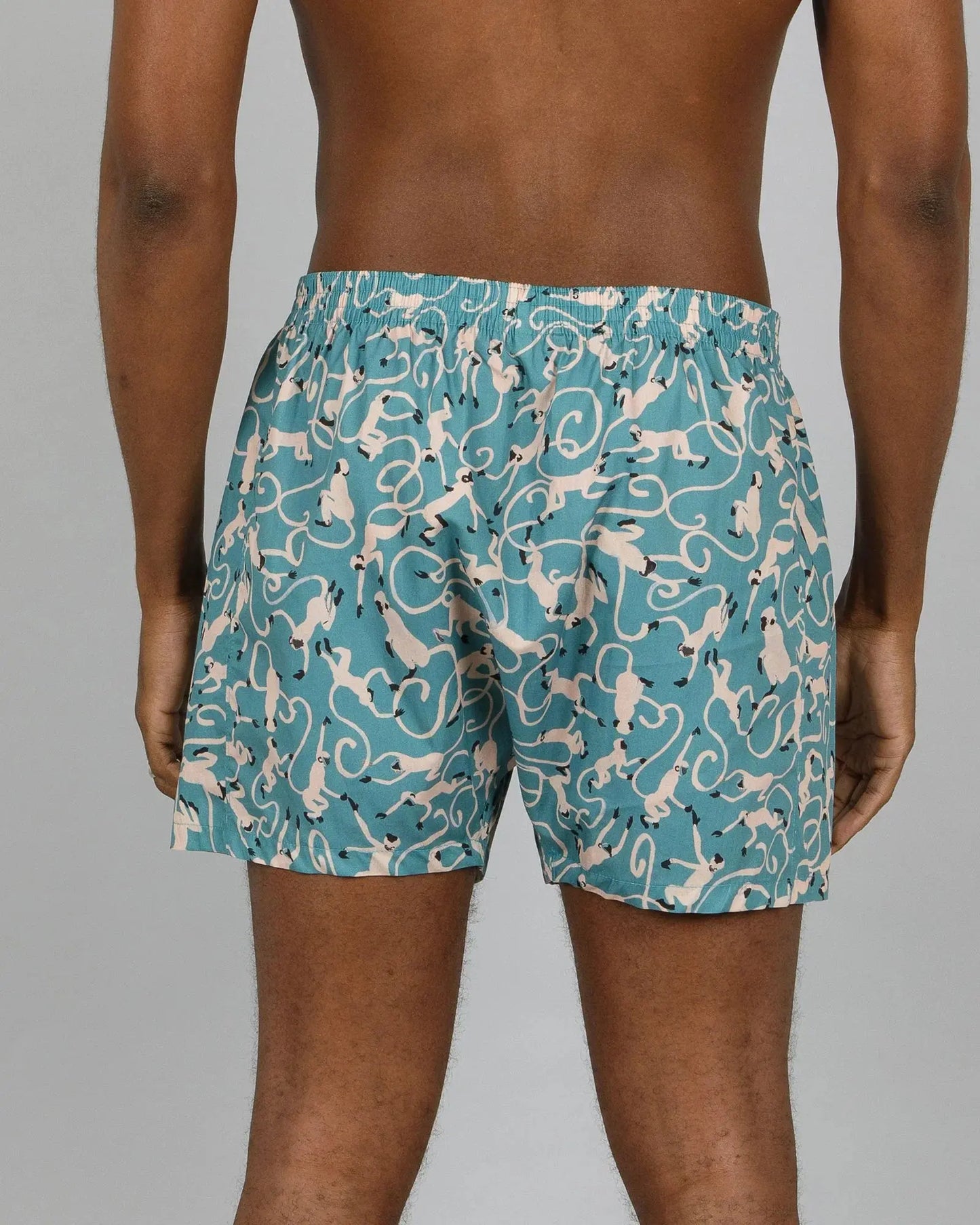 Mens Boxer Shorts - Monkeys Teal Woodstock Laundry
