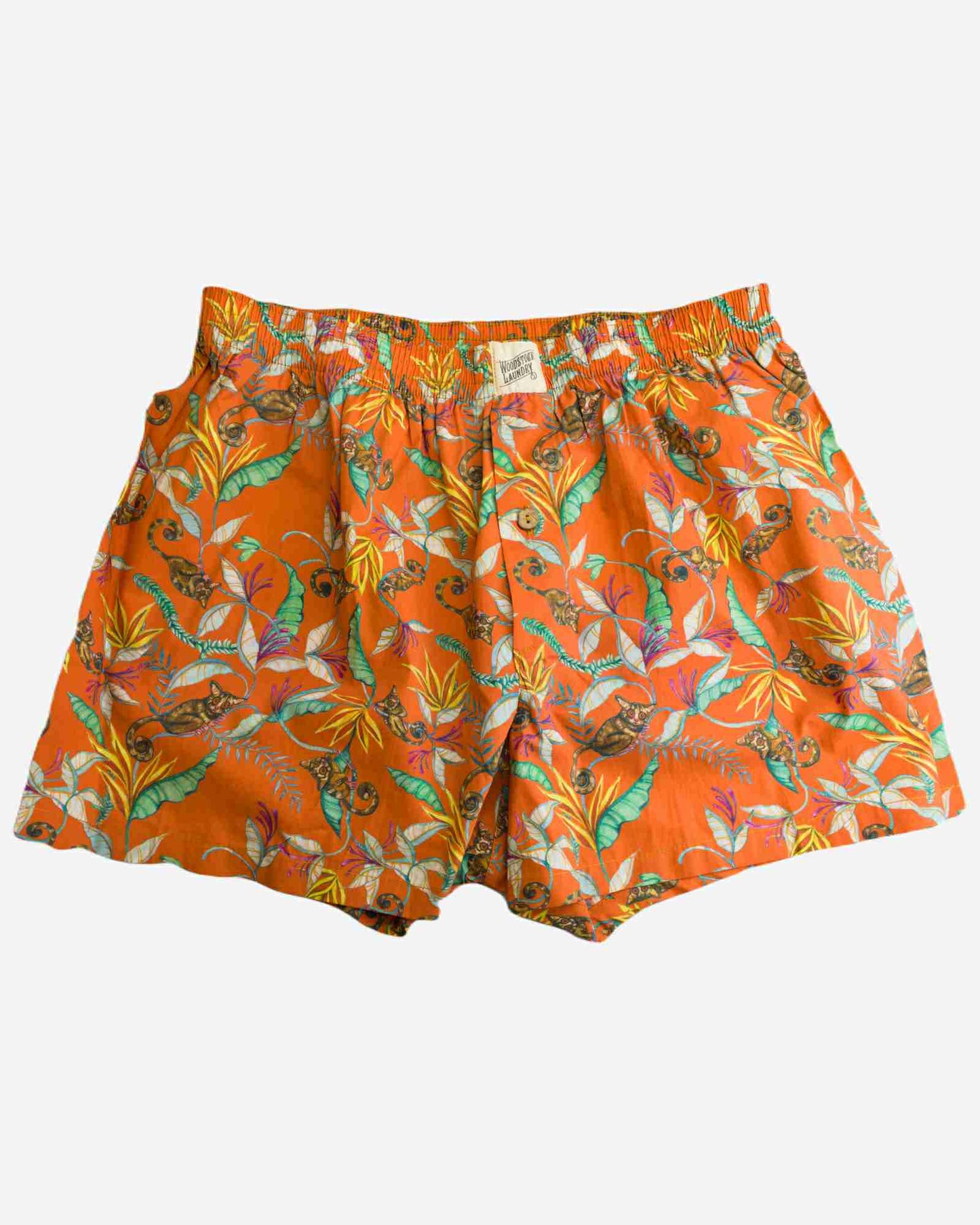Mens Boxer Shorts - Night Monkeys Orange Woodstock Laundry