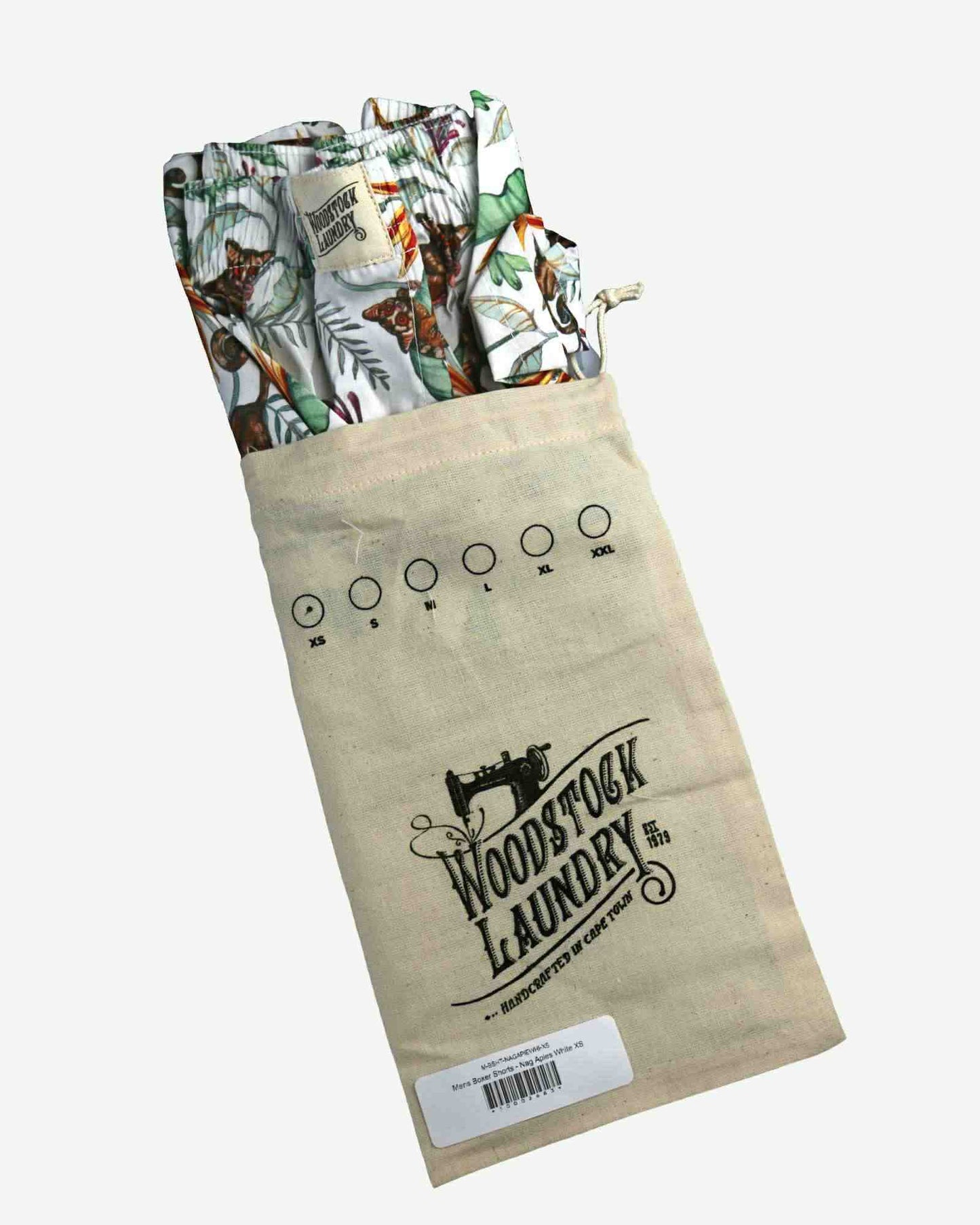 Mens Boxer Shorts - Night Monkeys White Woodstock Laundry