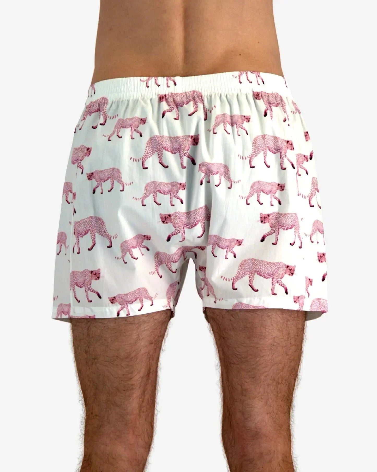 Mens Boxer Shorts - Pink Cheetah Woodstock Laundry