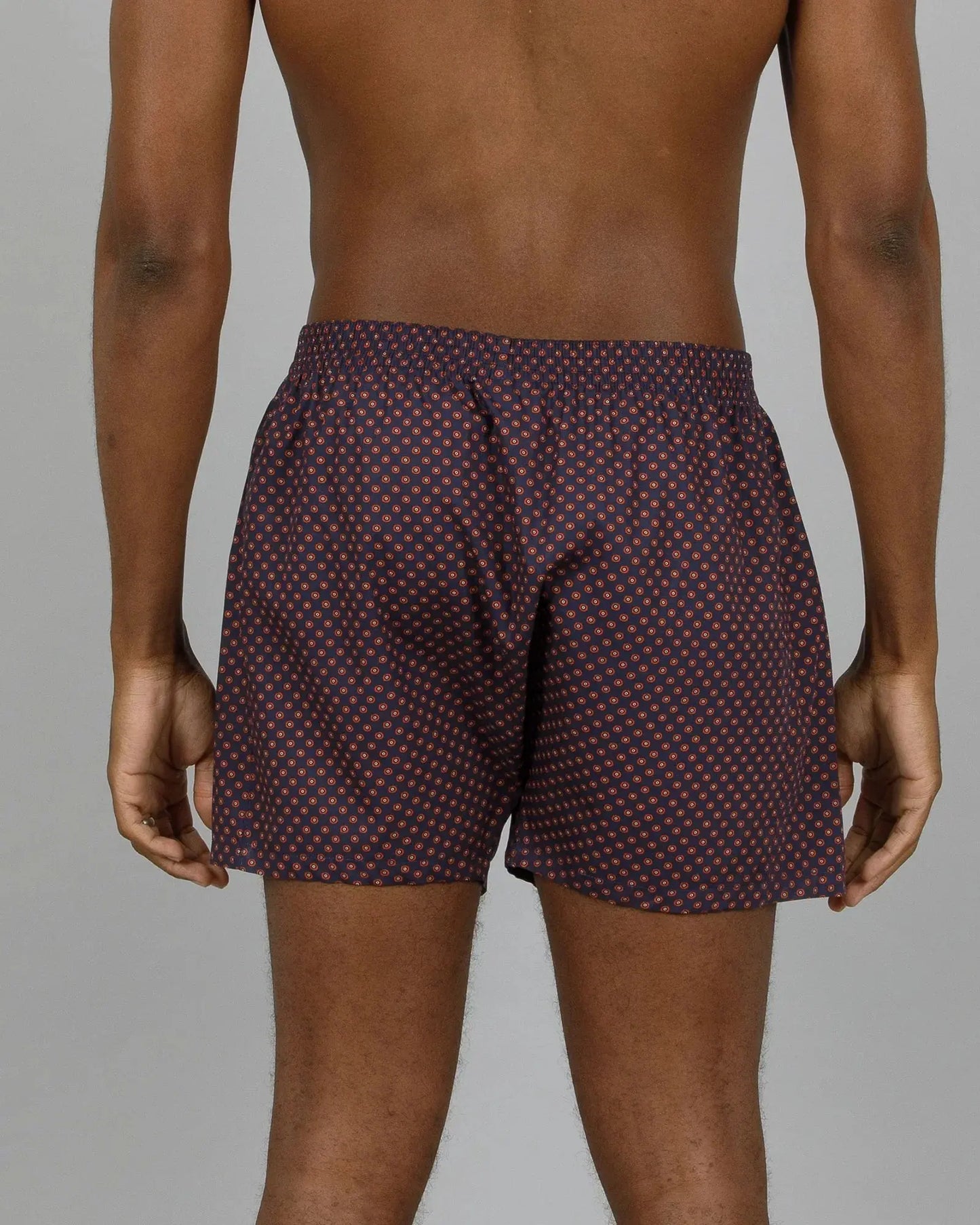 Mens Boxer Shorts - Poppy Circles Navy Woodstock Laundry
