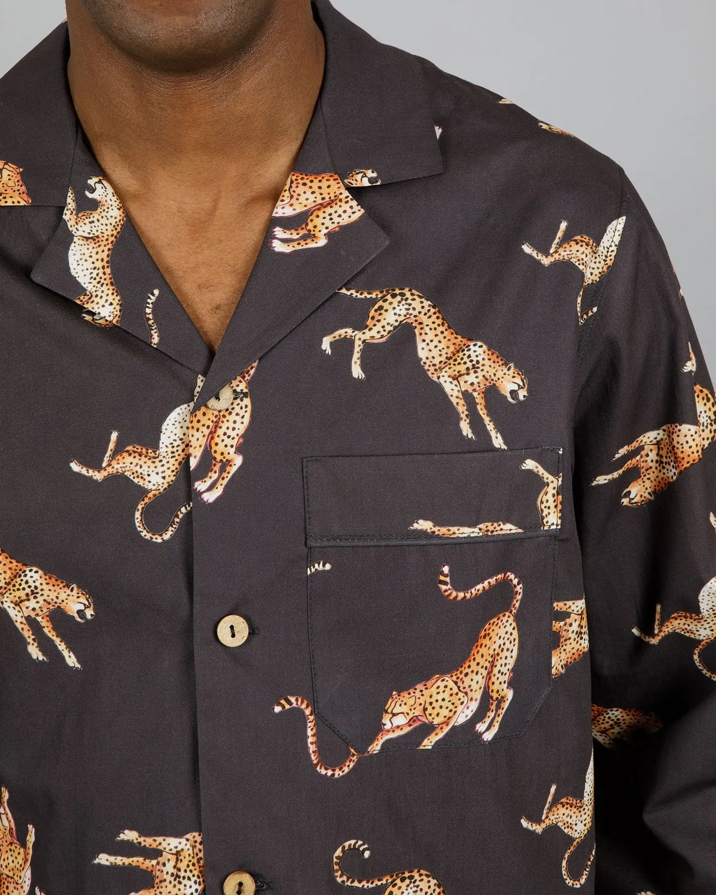 Mens Long Pyjamas - Jumping Cheetahs Woodstock Laundry