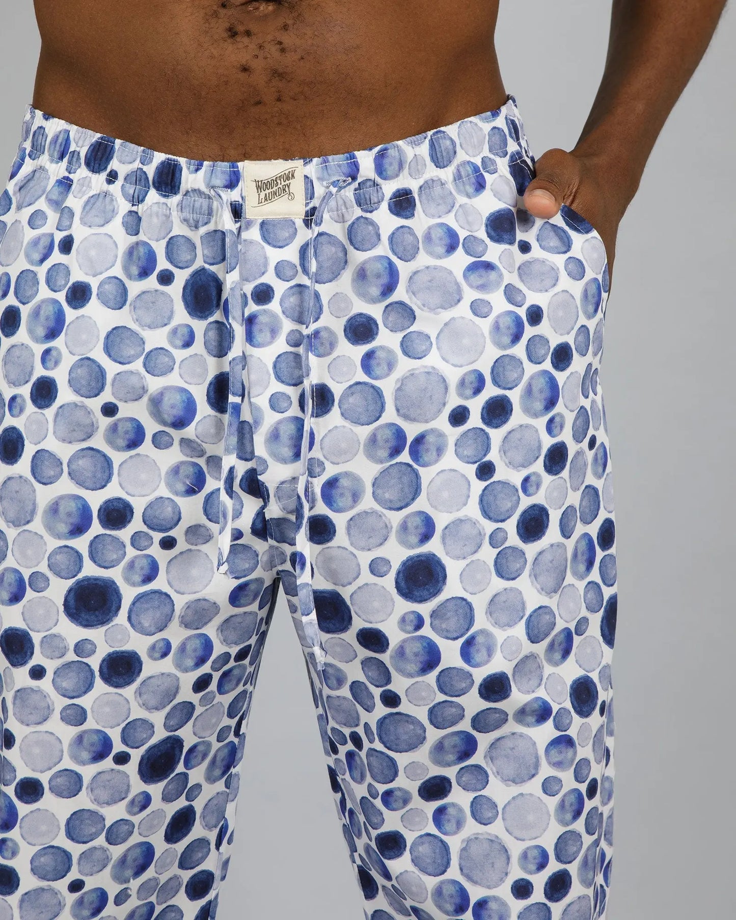 Mens Lounge Pants - Dots Blue Woodstock Laundry