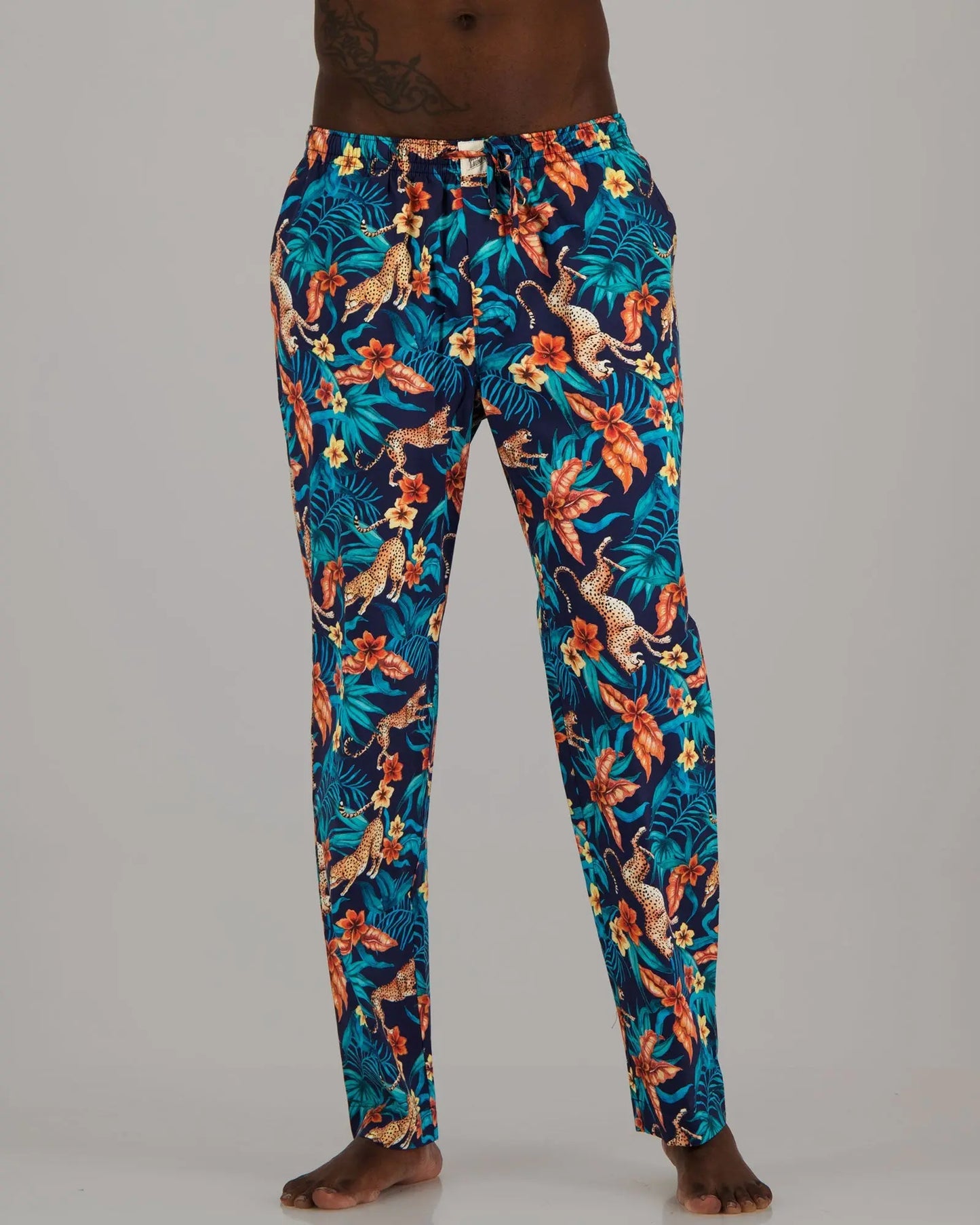 Mens Lounge Pants - Jungle Cheetahs Navy Woodstock Laundry