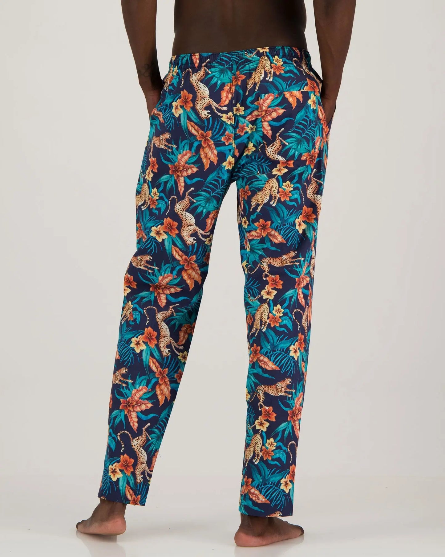 Mens Lounge Pants - Jungle Cheetahs Navy Woodstock Laundry