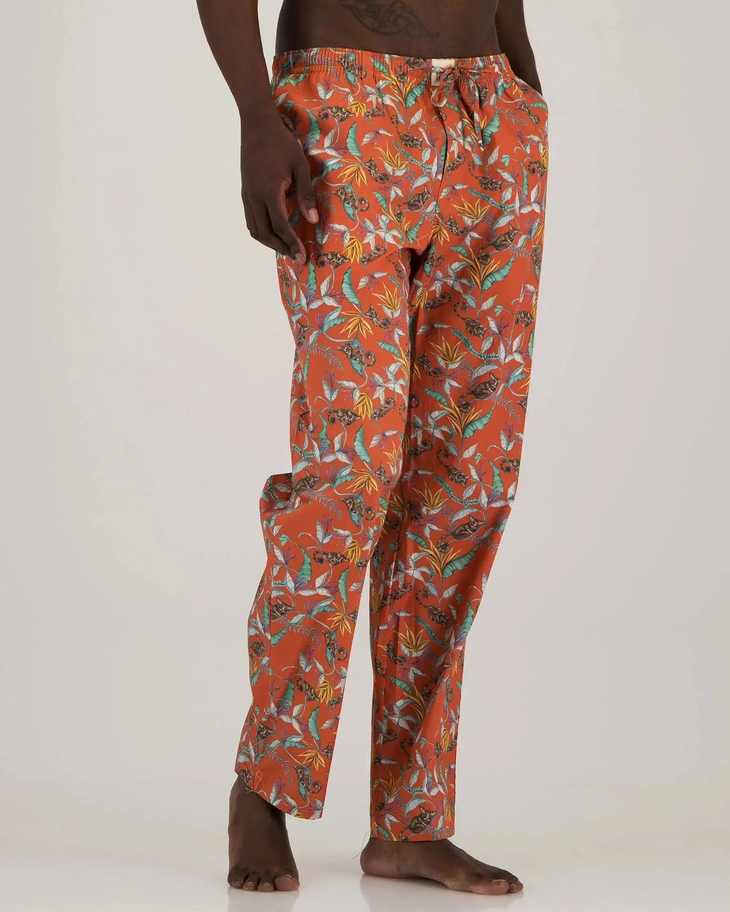 Mens Lounge Pants - Night Monkeys Orange Woodstock Laundry