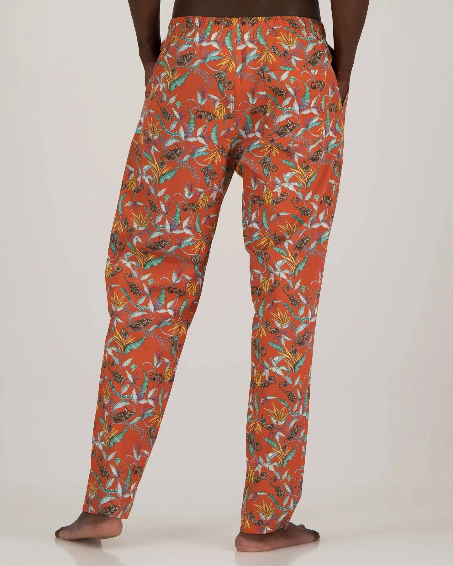 Mens Lounge Pants - Night Monkeys Orange Woodstock Laundry