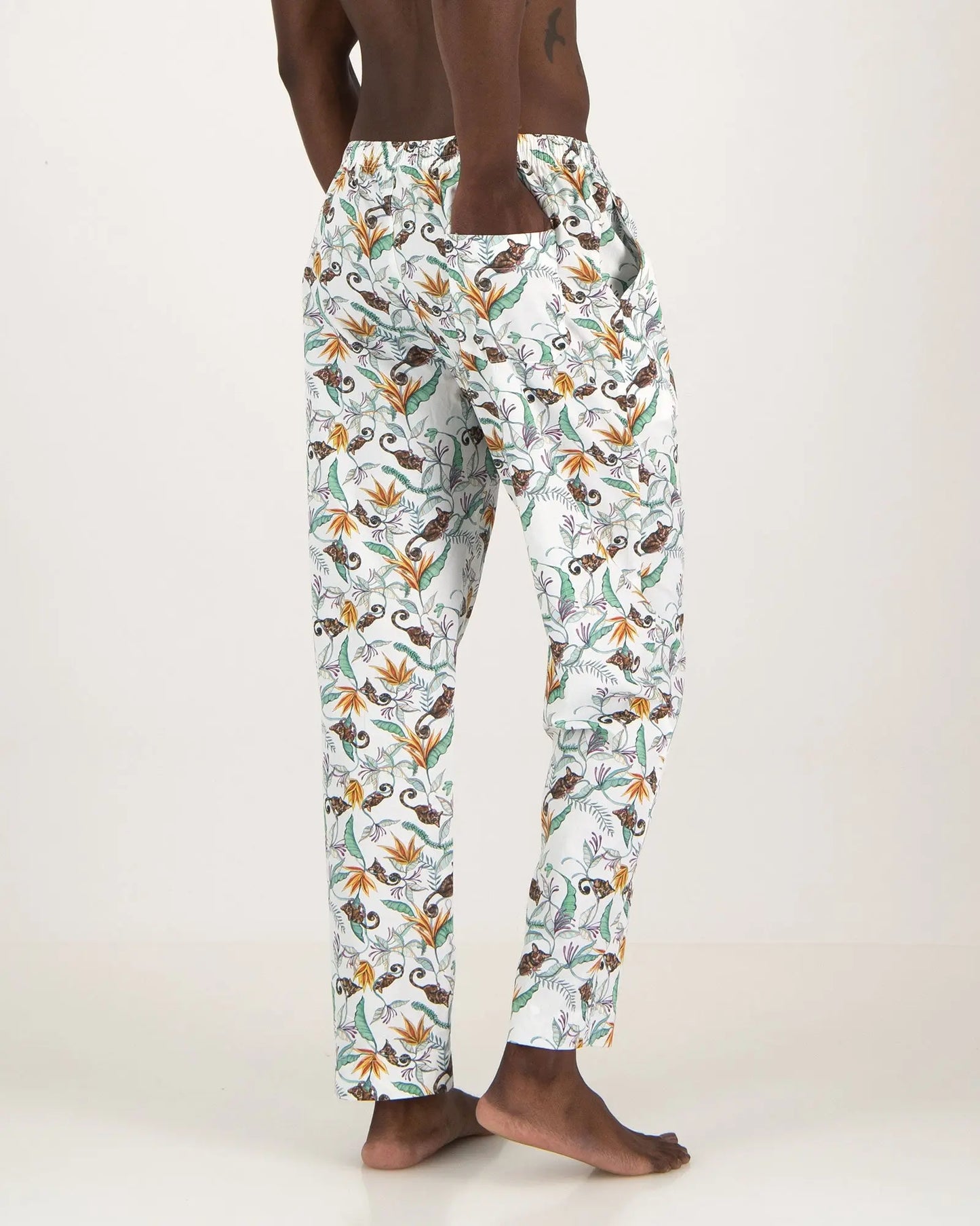 Mens Lounge Pants - Night Monkeys White Woodstock Laundry
