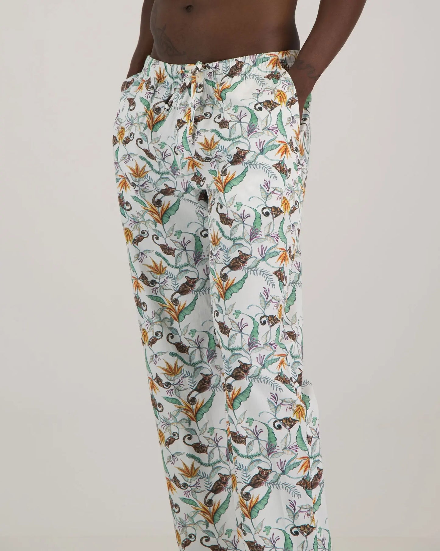 Mens Lounge Pants - Night Monkeys White Woodstock Laundry