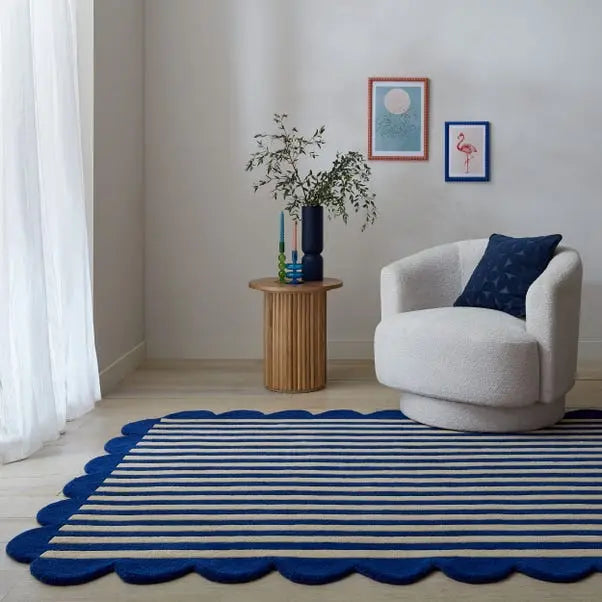 Milo Scallop Plain Wool Rug Dunelm