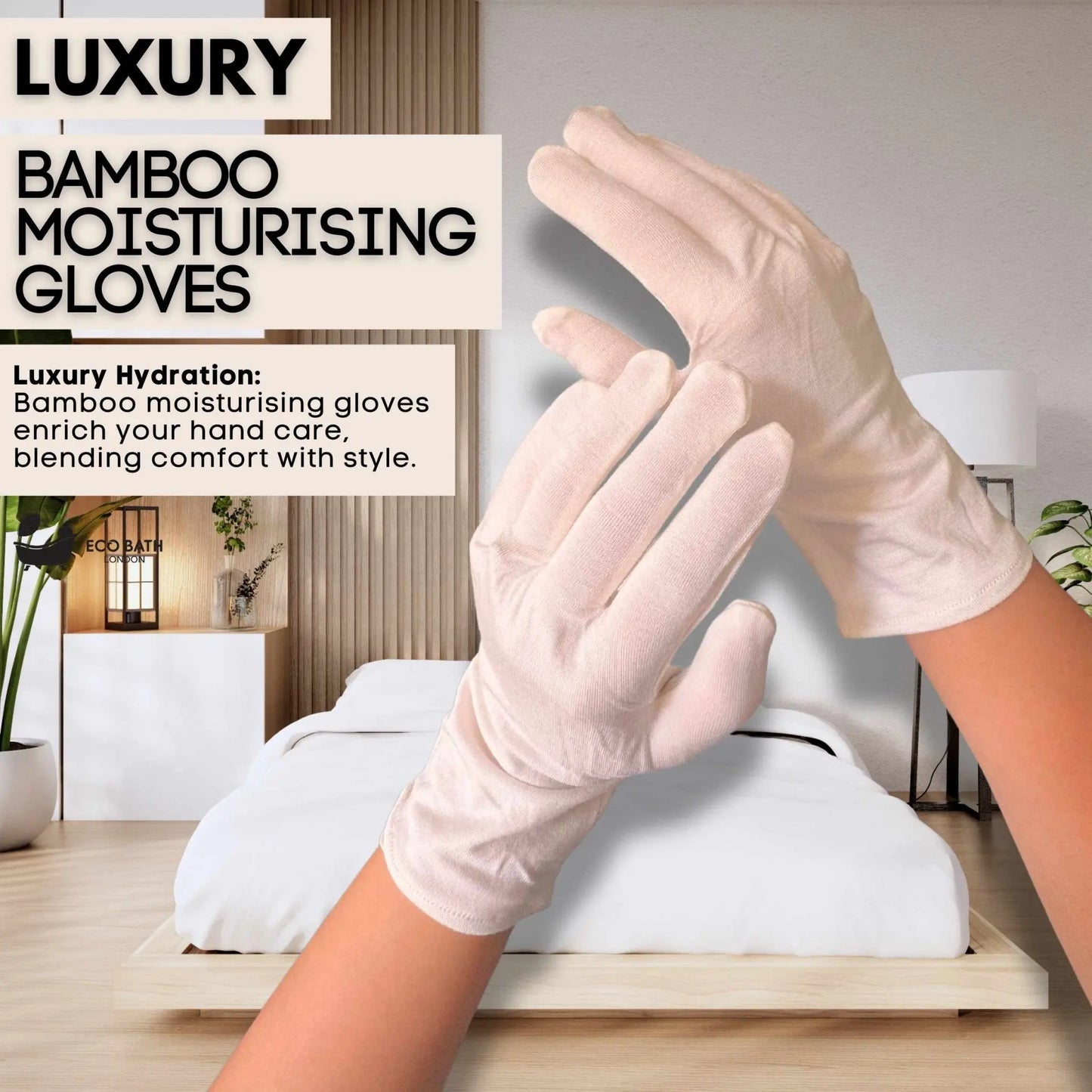 Moisturising Gloves - 1 Pair, Ultra Soft Hand Gloves for Eczema & Dry Hands Eco Bath London