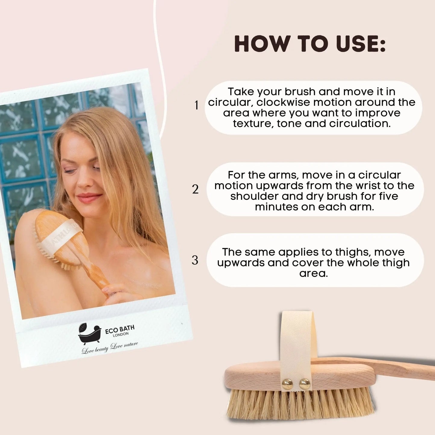 Natural Hard Sisal Body Brush with Detachable Handle Eco Bath London