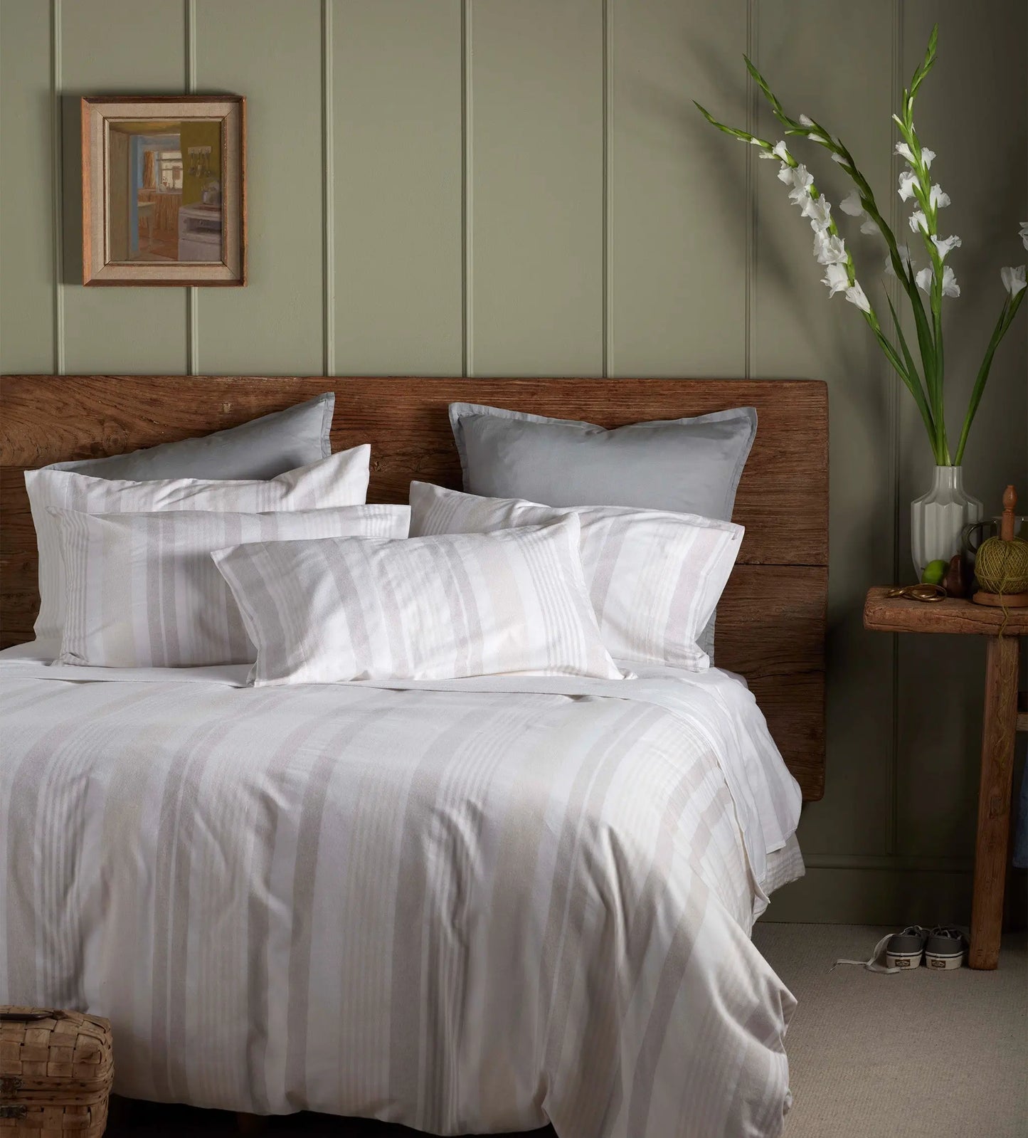 Natural Harry Stripe Brushed 100% Cotton Duvet Cover The Secret Linen Store