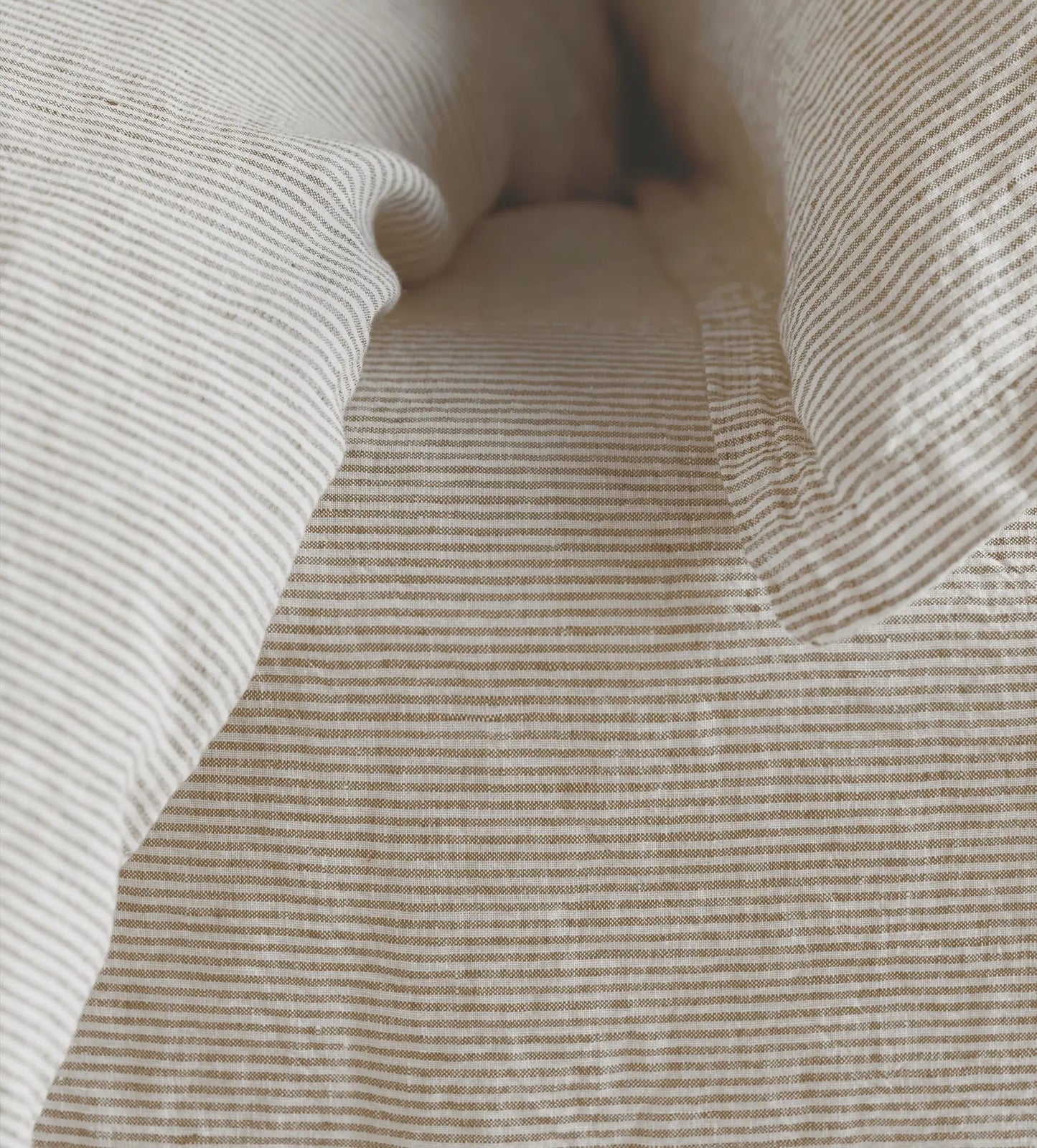 Natural Sid Stripe 100% Linen Fitted Sheet The Secret Linen Store