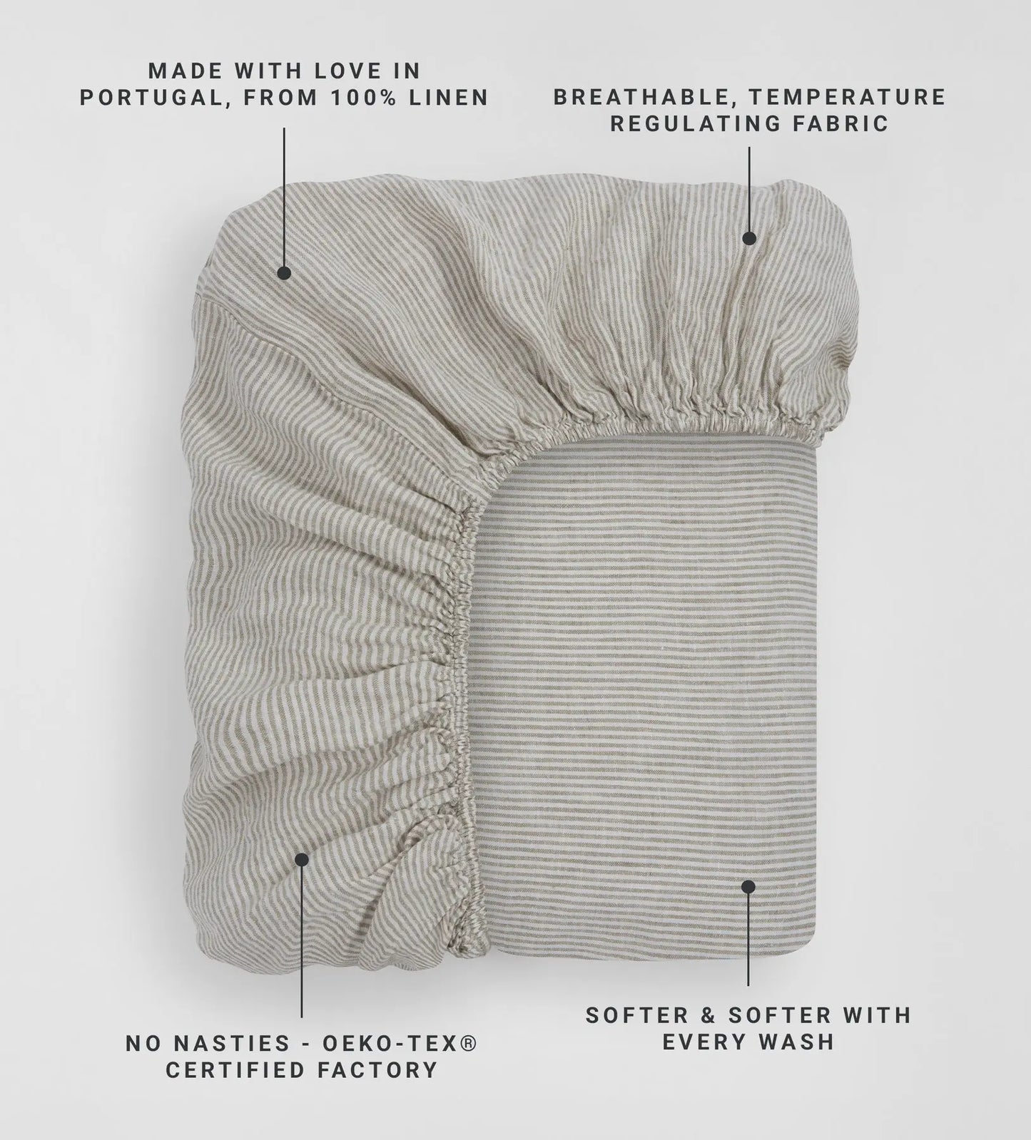 Natural Sid Stripe 100% Linen Fitted Sheet The Secret Linen Store