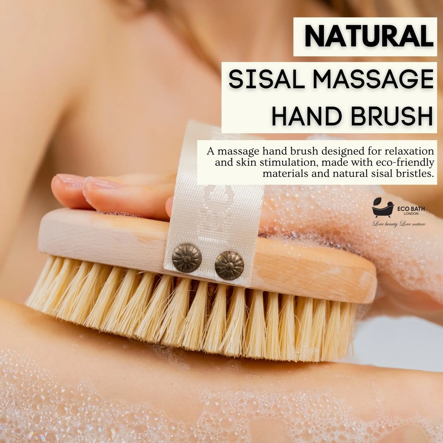 Natural Sisal Massage Hand Brush - Dry Brushing Hand Brush for Exfoliation Eco Bath London