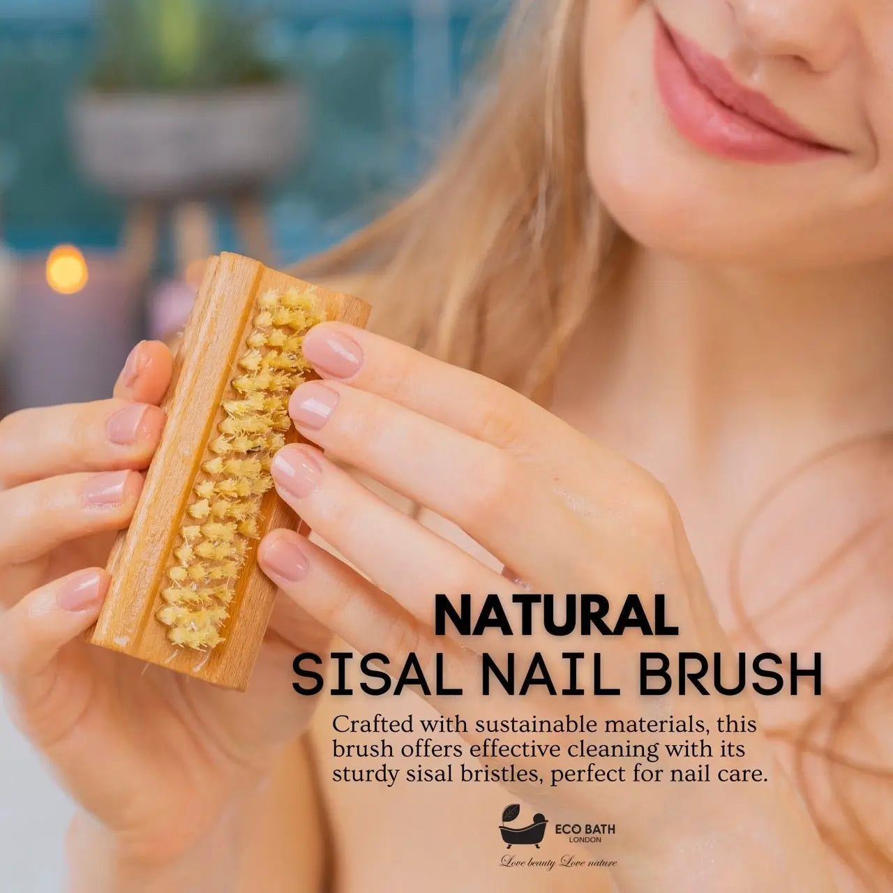 Natural Sisal Nail Brush Collection - Available in Beech Wood, Walnut Wood and Olive Wood Eco Bath London