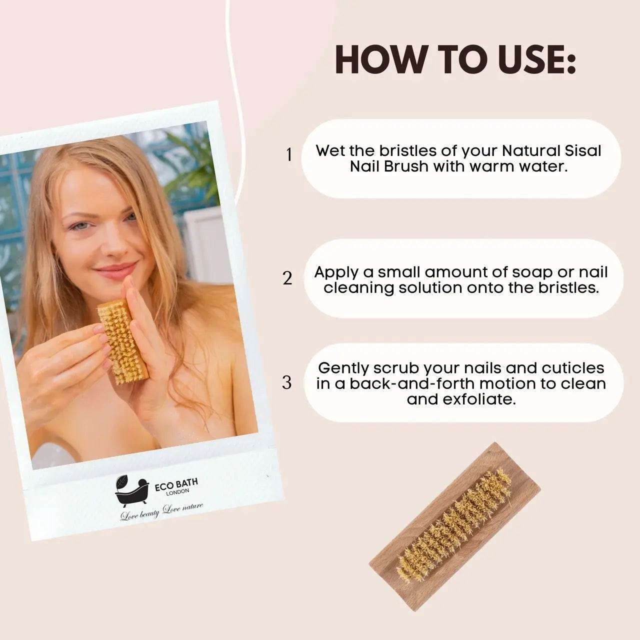 Natural Sisal Nail Brush Collection - Available in Beech Wood, Walnut Wood and Olive Wood Eco Bath London