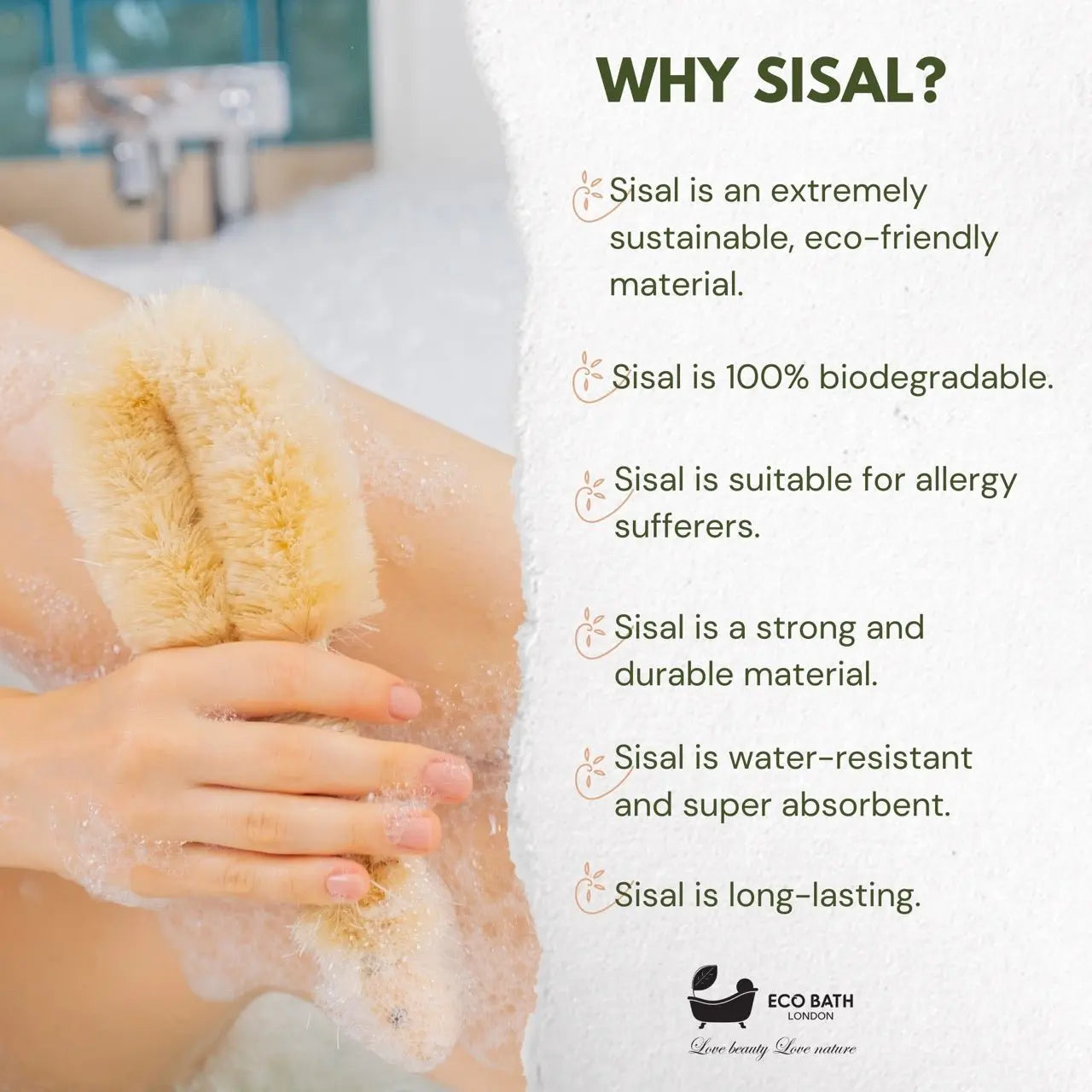 Natural Sisal Round Brush Japanese Style Eco Bath London