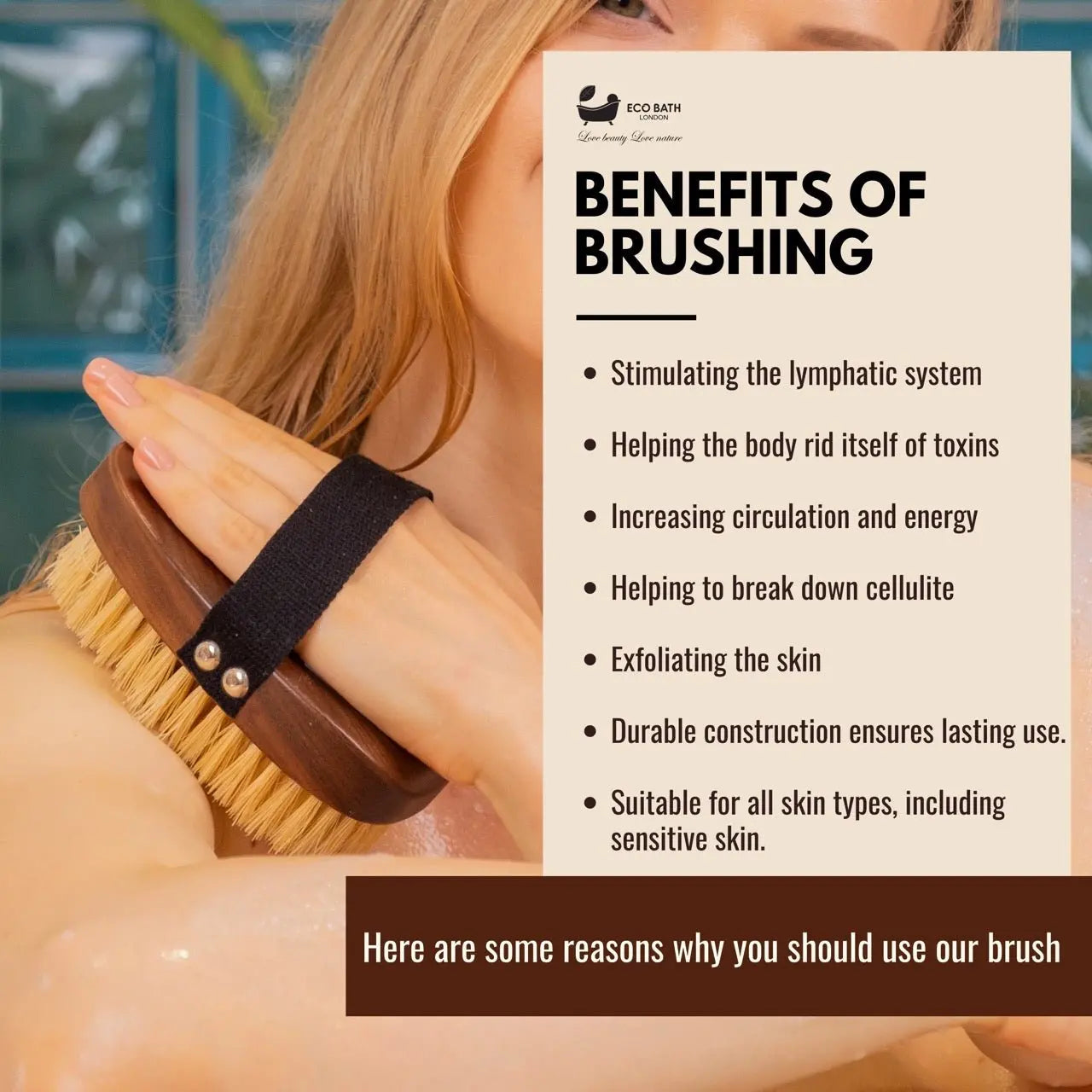 Natural Sisal Walnut Hand Brush - Luxury Hand Brush for Dry Brushing Eco Bath London