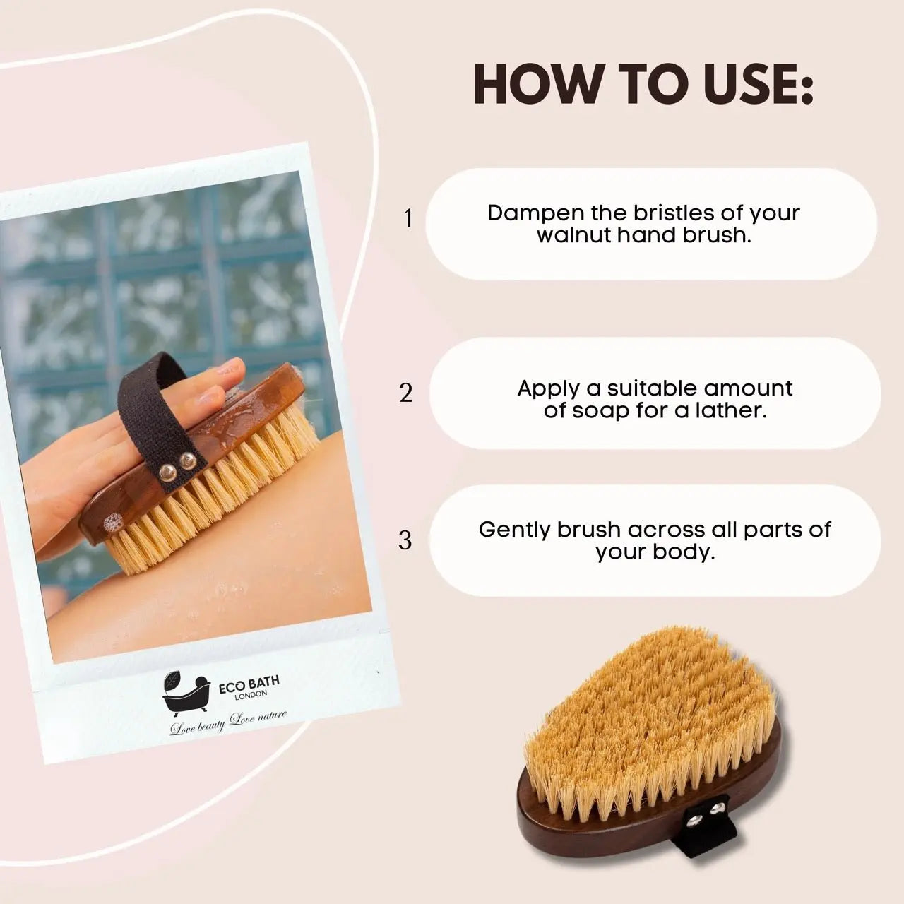 Natural Sisal Walnut Hand Brush - Luxury Hand Brush for Dry Brushing Eco Bath London