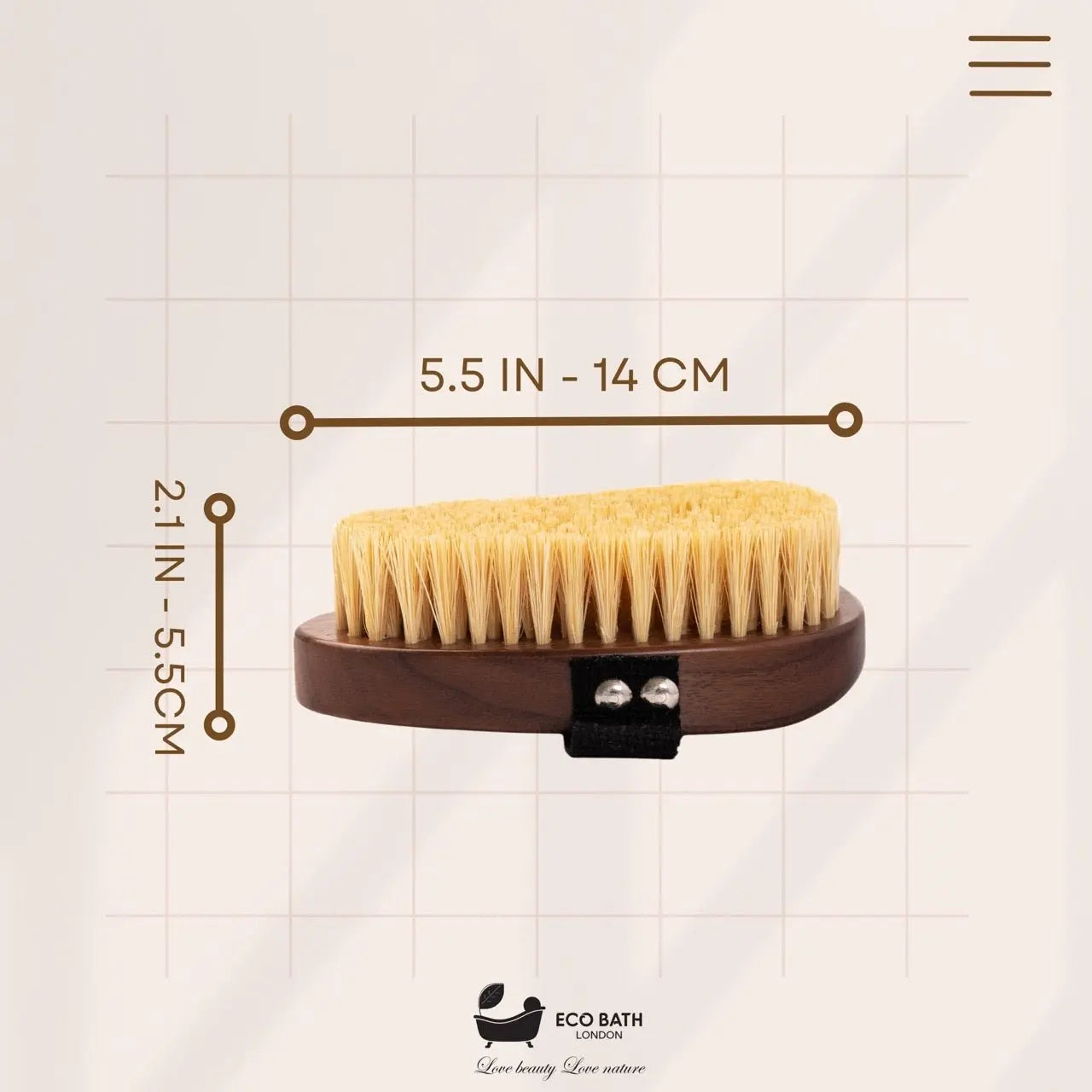 Natural Sisal Walnut Hand Brush - Luxury Hand Brush for Dry Brushing Eco Bath London