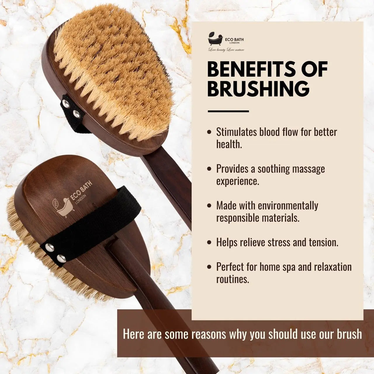 Natural Sisal Walnut Wood Body Brush - Luxurious Dry Brushing Body Brush Eco Bath London