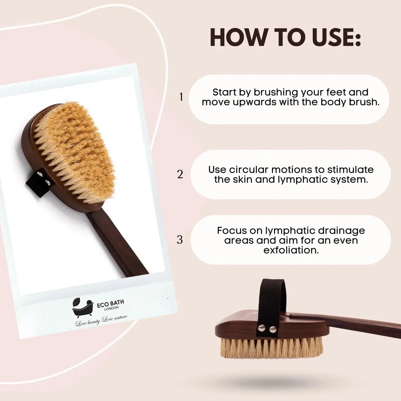 Natural Sisal Walnut Wood Body Brush - Luxurious Dry Brushing Body Brush Eco Bath London