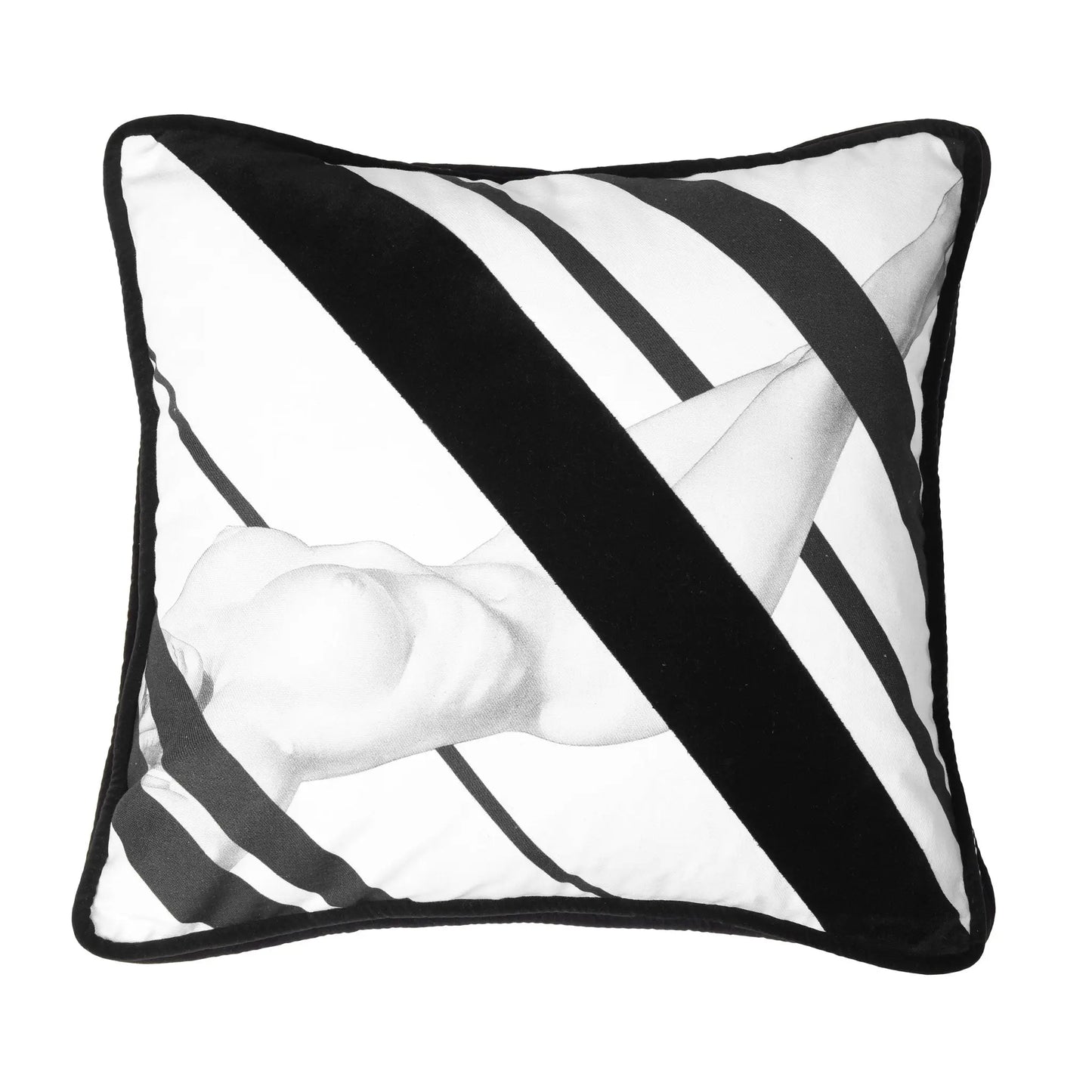 Nude Black Cotton & Velvet Cushion Bivain