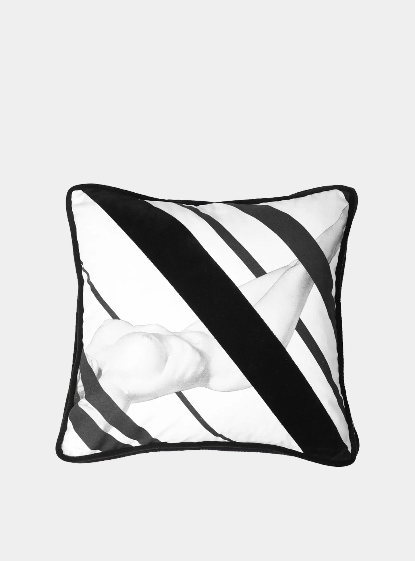 Nude Black Cotton & Velvet Cushion Bivain