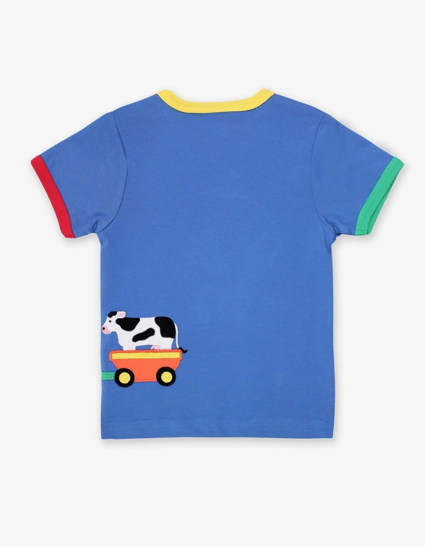 Organic Animal Train Applique Short-Sleeved T-Shirt Toby Tiger