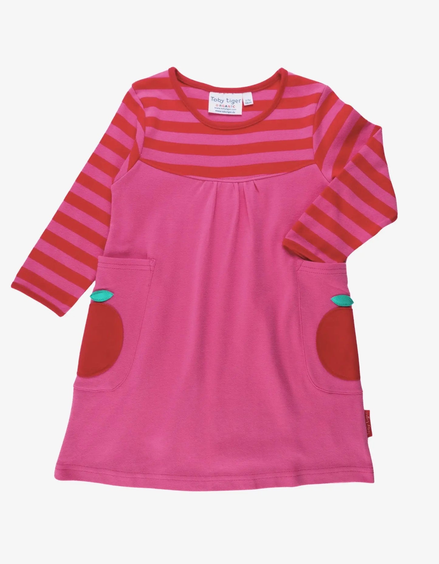 Organic Apple Applique Long-Sleeved Dress Toby Tiger