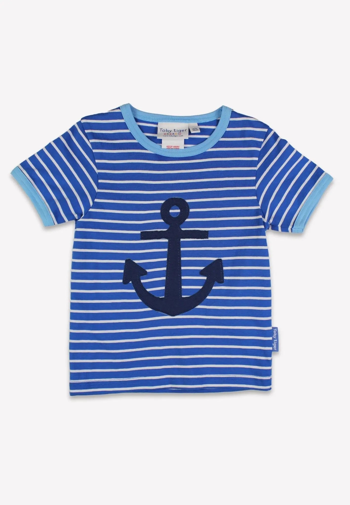 Organic Blue Anchor Applique Short-Sleeved T-Shirt Toby Tiger