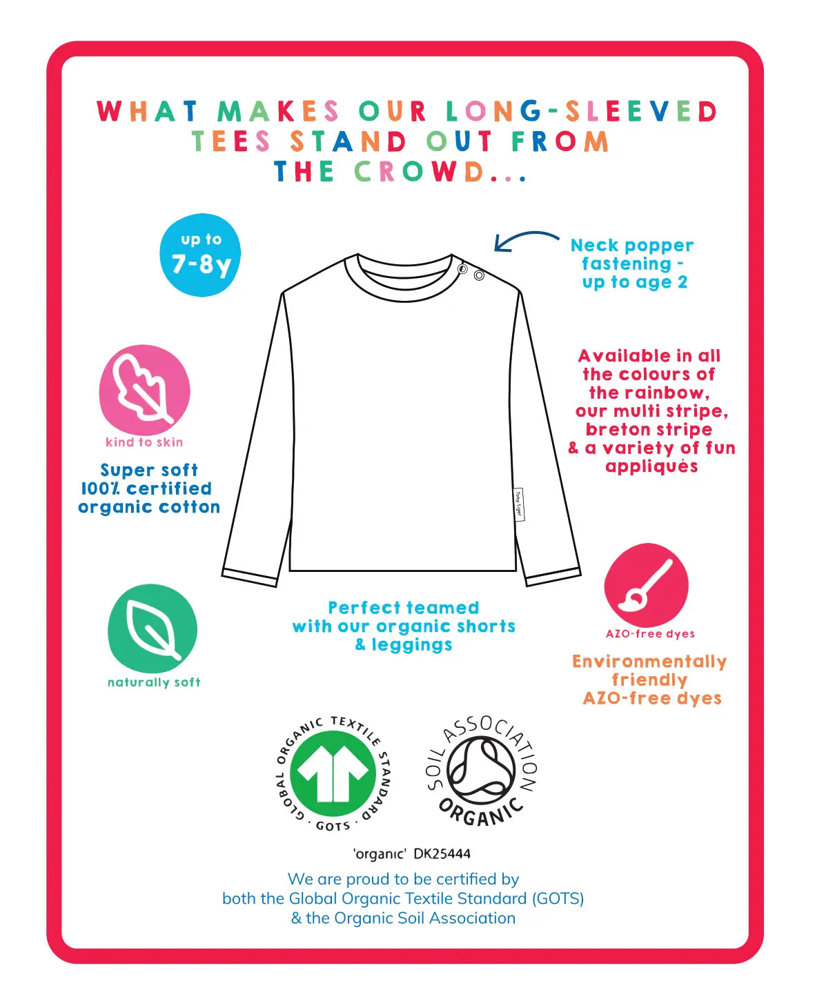 Organic Blue Basic Long-Sleeved T-Shirt Toby Tiger