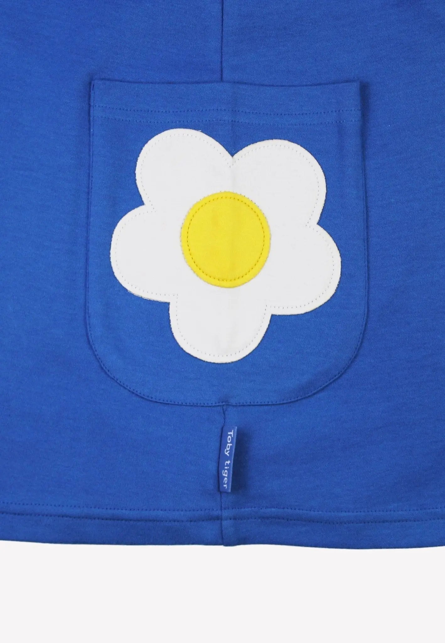 Organic Blue Daisy Applique Long-Sleeved Dress Toby Tiger
